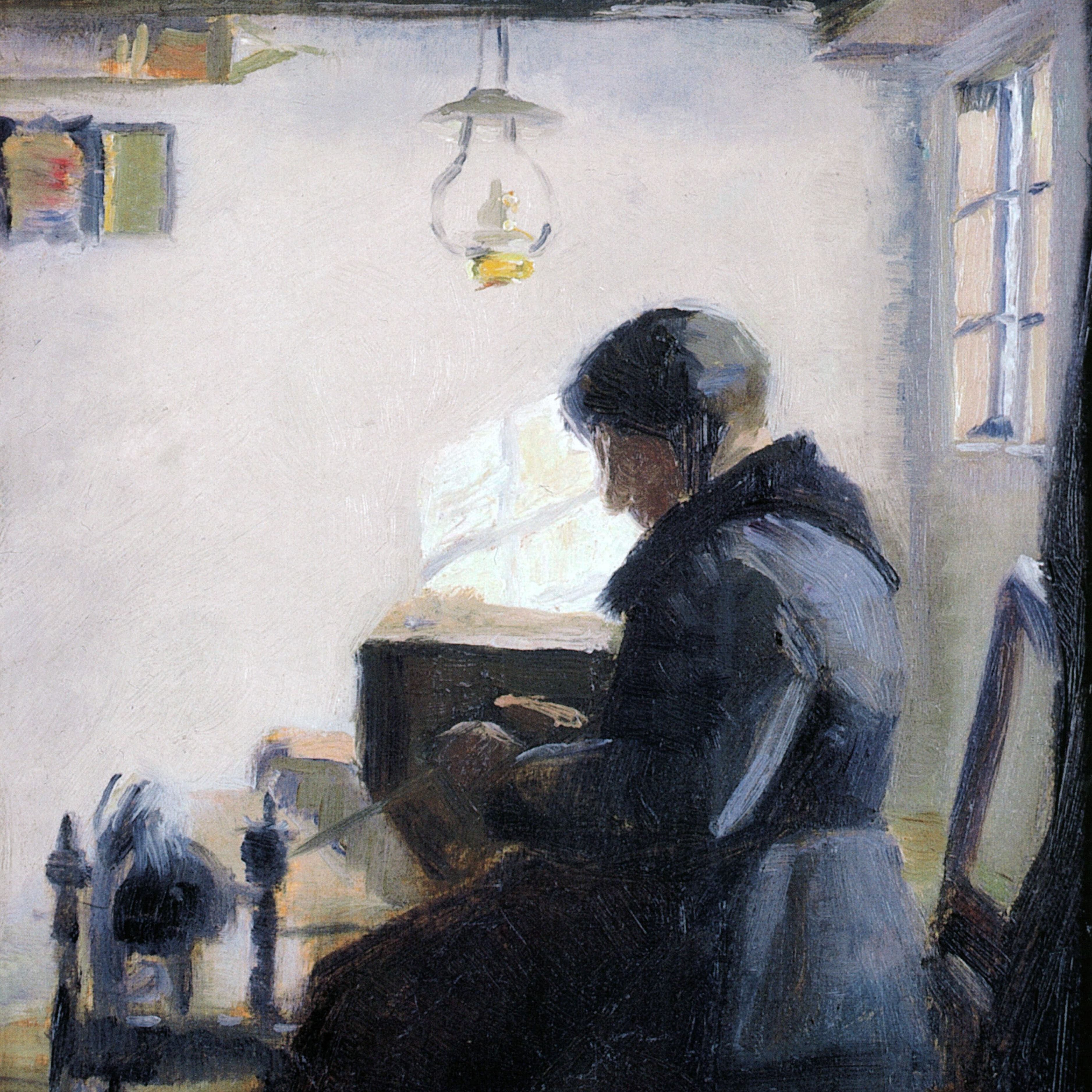 1887 Interiør Med Bondekone Ved Rok Marie Krøyer