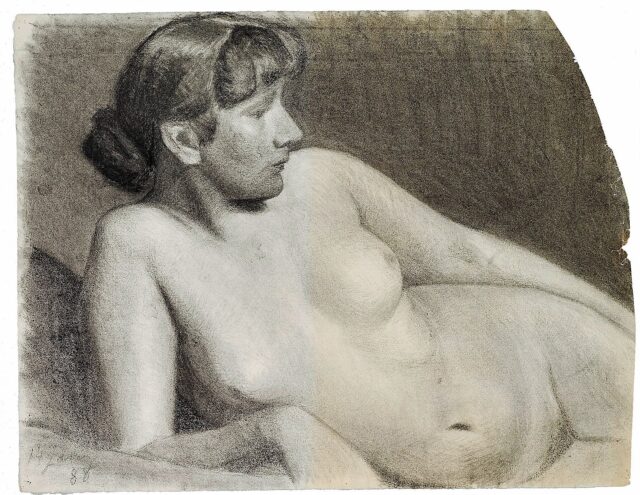 Marie Krøyer - 1888 - Modelstudie af liggende kvinde