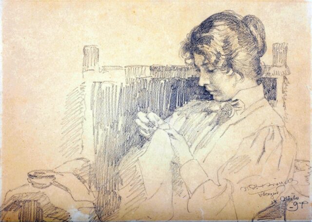 1897 - P.S. Krøyer - Marie Krøyer broderer