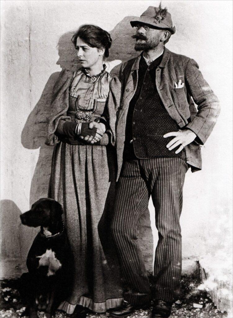 Marie og P.S. Krøyer med deres hund Rap – 1892