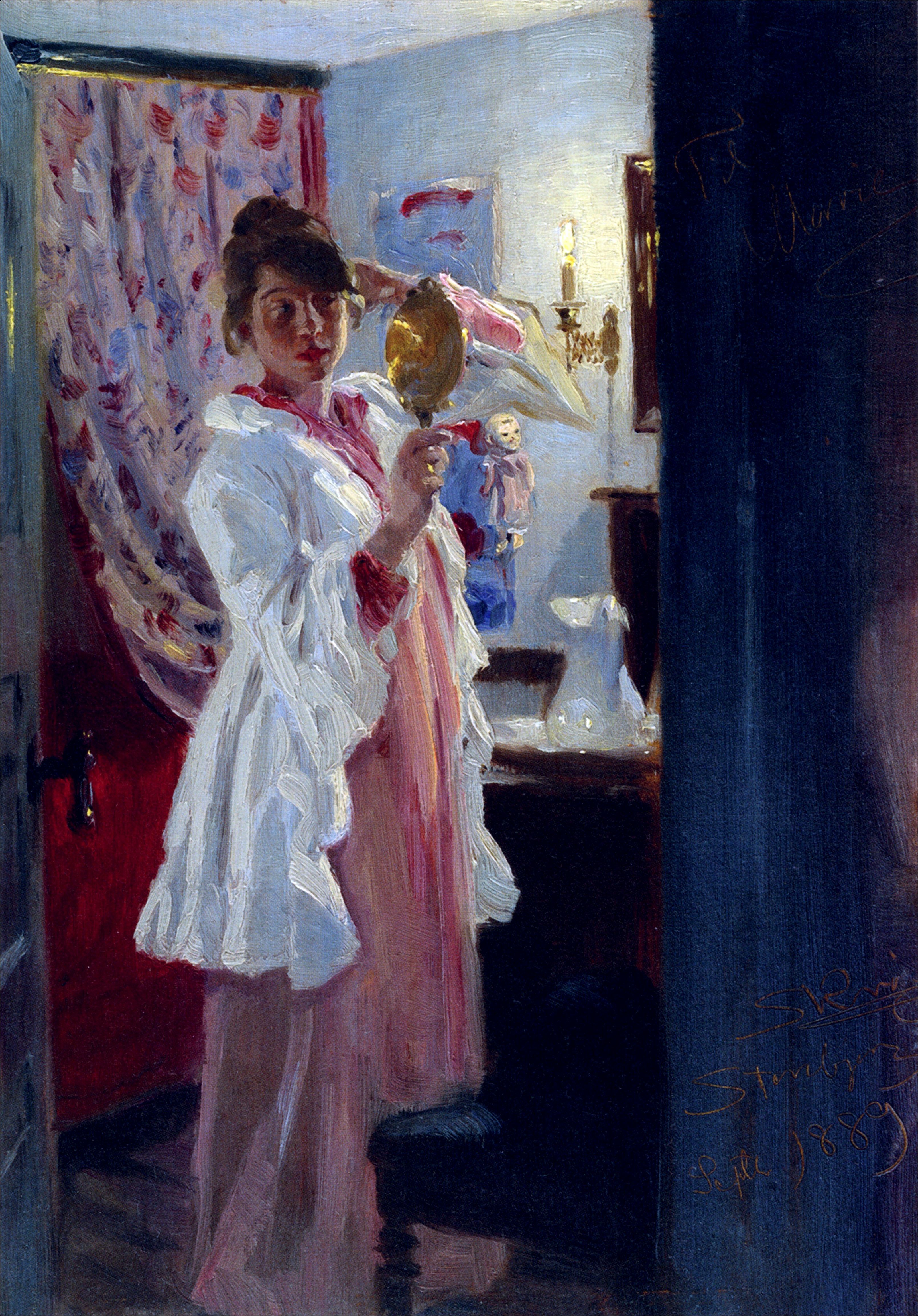 Interiør med Marie Krøyer. Malet af P.S. Krøyer. 1889