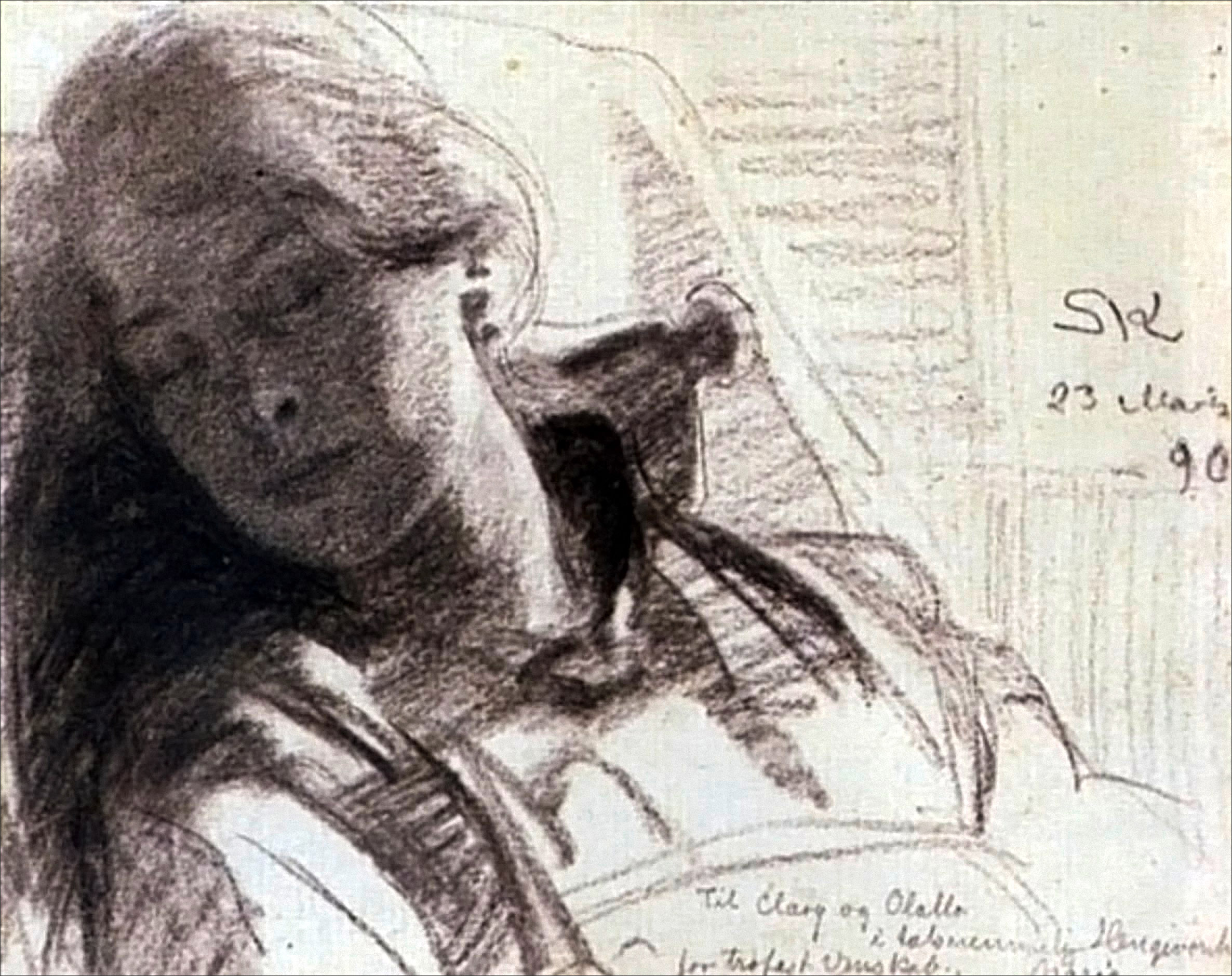 Marie Krøyer Sovende. Tegning Af P.S. Krøyer 1890