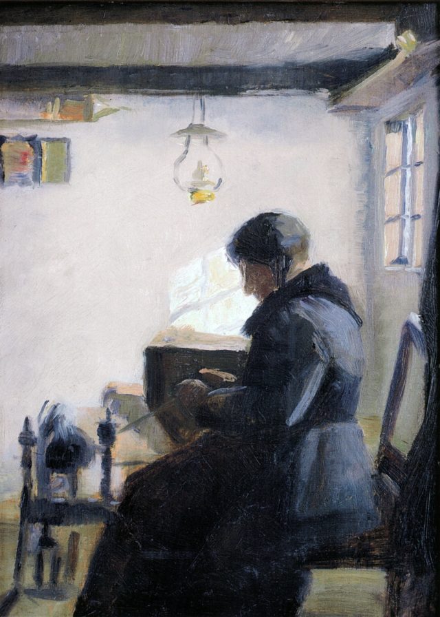 1887 Interiør Med Bondekone Ved Rok Marie Krøyer