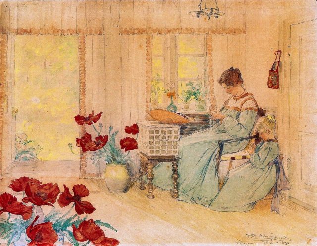 1898 - Marie og Vibeke Krøyer hæklende i hjemmet ved Skagen plantage
