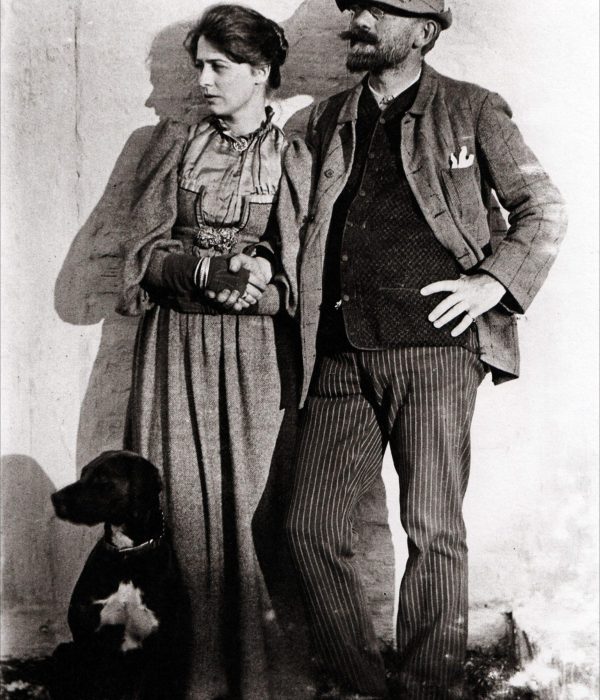 Marie og P.S. Krøyer med deres hund Rap – 1892